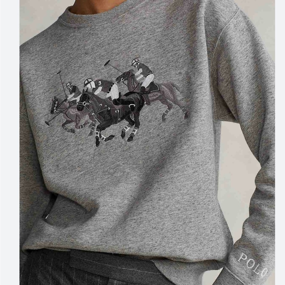 Polo Ralph Lauren Polo Match Game Embroidered Grey Sweatshirt like new - Picture 3 of 9